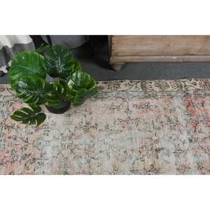 Alfombra turca Vintage de 5x8,9 pies, tejido plano Beige y naranja, respetuoso con el medio ambiente, patrón de retales de pelo medio, Material de lana, comedor de látex - Product Image 3