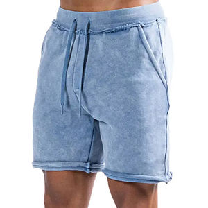 Pantalones cortos de lavado ácido de alto rendimiento para hombres Pantalones cortos de cintura con cordón de peso pesado de último diseño para hombres - Product Image 3