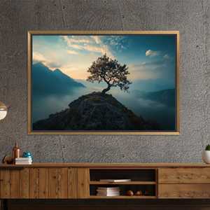 Modern Abstract Tree Glass Print Canvas Decor, Elegant Housewarming Gift,GOLD FRAMED CANVAS - Product Image 1