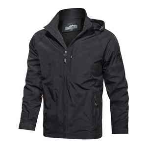 Chaqueta con capucha para exteriores de secado rápido para hombre, impermeable, de estilo callejero, con logotipo personalizado y cuello levantado para invierno - Product Image 5