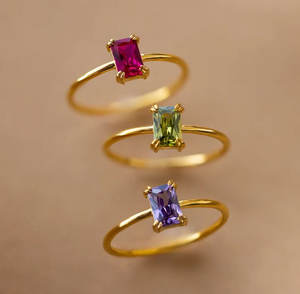 Bagues de mariage traditionnelles plaquées cuivre antique faites à la main, avec cristaux de strass, certifiées IGI, serties à griffes, taille 10x12 mm, tendance - Product Image 2