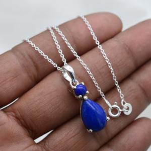 Pendentif classique fait main 925 bijoux en argent massif pour femmes 925 argent Sterling Lapis pierres précieuses Style Boho pendentif cadeau soeur - Product Image 4