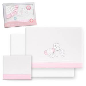 Lot de 3 draps de lit bébé style classique en flanelle à motif de personnages - Modèle Oso-Elefante - Product Image 1