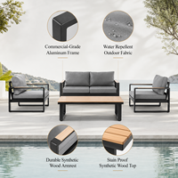 Meubles de jardin modernes en aluminium, canapé de jardin avec table basse, ensemble de salon de luxe pour patio et villa