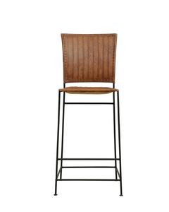 Taburete de bar moderno de cuero marrón con acabado negro para cocina Hotel comedor sala de estar dormitorio uso - Product Image 2