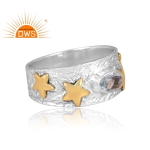 Best selling fine sterling silver natural Blue Topaz gemstone <b>statement</b> <b>ring</b> custom jewelry manufacturer - Product Image 3