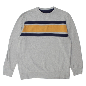 Sudadera de mezcla de algodón para hombre, bloque de color gris con paneles multicolores, cuello redondo, forro polar suave, sudaderas básicas informales, Top - Product Image 1