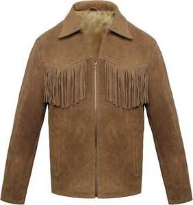 <b>Suede</b> Cowboy Leather <b>Jacket</b> for Men Featuring Vintage Western Fashion Durable Leather Feel and Classic Style - Product Image 3
