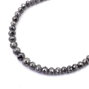Bracelet fin gris à perles avec diamants ronds facettés de 3,5 à 4,5 mm, bracelet à billes de diamant de 3,5 à 4,5 mm - Product Image 4