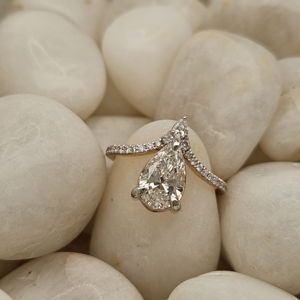 Anillo de Diamantes de Alta Calidad Chapado en Oro Sólido de 14K, Anillo de Compromiso con Diamante Cultivado en Laboratorio con Corte Pera para Mujer, Anillos Finos - Product Image 5