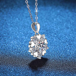 Collier pendentif en argent sterling 925 avec moissanite brillante VVS de 1 carat, design tendance flocon de neige, chaîne à maillons multicolores pour femmes - Product Image 4