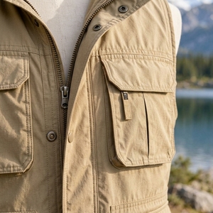 Hiking <b>Vest</b> Made With Durable Polyester Fabric Lightweight Construction Breathable Design Multiple Utility Pockets Secure Zipper - Product Image 5
