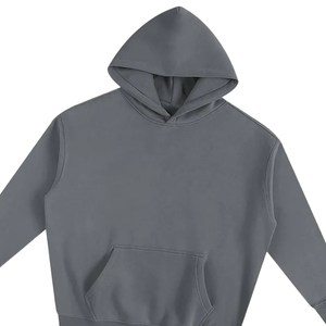 Sweat à capuche gris en molleton de coton premium, uni, sans motif, surdimensionné, unisexe, décontracté, streetwear, vente en gros - Product Image 5