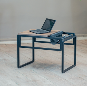 Mesa de Centro Moderna Minimalista con Tapa de Madera y Estructura Metálica, Diseño Encajable para Muebles de Sala - Product Image 4