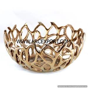 การตกแต่งด้วยโลหะสีทองหรูหราหรูหราไม่เหมือนใครตกแต่งด้วยลวดลูกปัดแบบโบราณการออกแบบใหม่มาตรฐานใหม่ชามเสิร์ฟที่ทันสมัย - Product Image 3