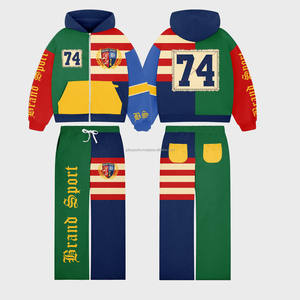 Sport Gym Fitness Sportswear Chándal Hombres Entrenamiento y Jogging Wear Conjunto de dos piezas Sudaderas con capucha Chándales transpirables de algodón - Product Image 1