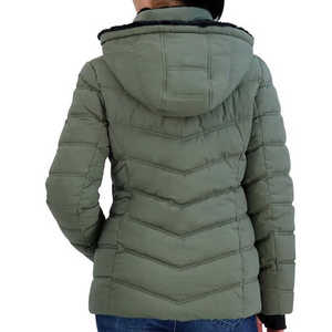OEM Women's Winter Canvas Bubble Jacket High Quality Custom Made Breathable <b>Fur</b> <b>Trim</b> Finished Processing - Product Image 3
