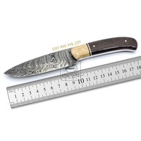 Couteau de chasse à lame fixe droite en acier Damas OEM, modèle Damas Deal, DD-RW-HK-228, bois de rose exotique, fait main, 192 couches