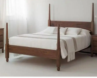 Modernes Luxuriöses Mid-Century Modern Massives Mangoholz Vollgröße-Bett mit Stauraum, Faltbar, Platzsparend, Hochwertig Handgefertigt