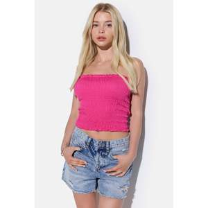 Blusa Corta sin Tirantes con Efecto Fruncido - Product Image 2