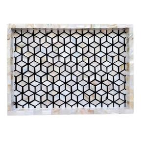 Plateau de service personnalisé de qualité supérieure en bois naturel fabriqué à la main floral MOP Bone incrustation pour la maison restaurants hôtel de l'Inde. - Product Image 1