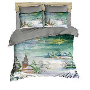 Parure de lit double à imprimé numérique festif de Noël, 100 % coton Ranforce, style classique, pour usage domestique - Product Image 6