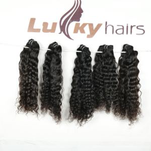 Extensiones de cabello humano Remy indio Natural sin procesar, cutícula virgen cruda alineada, paquetes de ondas de agua profunda, onda suelta, recta - Product Image 6