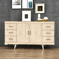 Aparador Moderno de 3 Puertas con 3 Cajones y Estantes, Mueble de Madera Multiusos para Sala de Estar y Cocina