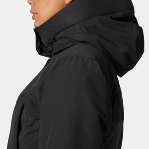 Dernière veste matelassée pour femme en duvet noir sur mesure OEM avec capuche réglable, veste matelassée pour femme, veste à bulles et d'hiver - Product Image 3