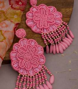 Pendientes de Tela Bordada y Cuentas, Pendientes Personalizados con Múltiples Cuentas, Joyería Festiva para Mujer al Mejor Precio - Product Image 3