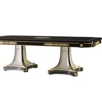 Ensemble de table à manger en marbre massif et bois traditionnel de luxe, 6 places, buffet, hauteur réglable, meubles anciens pour hôtel, villa