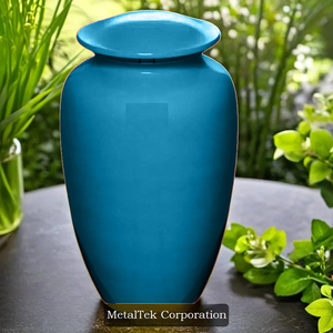 Urna de cremación de aluminio sólido azul cielo esmaltado para adultos de estilo americano, recuerdo funerario, almacenamiento de cenizas, fabricante de tarros de Metal - Product Image 2
