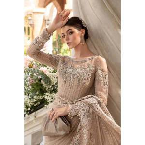 Maria.B. Sari en mousseline élégant à épaules dénudées, taille naturelle, silhouette plissée pour l'Aïd - BD-2801-TC-1010 - Product Image 3