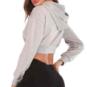 Sweat à capuche court surdimensionné en molleton pour femme, style streetwear d'hiver, pull tendance - Product Image 5