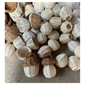 Bola de mimbre de Navidad única, orbes decorativos de mimbre Natural hechos a mano para el hogar, árbol, fiesta, regalo de vacaciones, Bola de ratán - Product Image 3