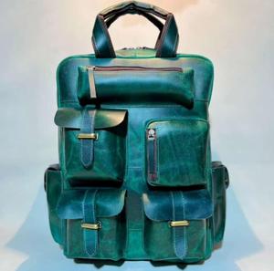 Mochila de viaje personalizable para mujer, parte superior de cuero, múltiples bolsillos, cierre de cremallera, vestido de moda a la moda, tamaño personalizado - Product Image 1