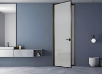 Porte battante à cadre étroit-alliage d'aluminium de magnésium + verre carbonisé, couleur gris fluorocarbone étanche à l'humidité
