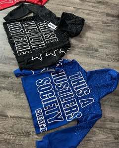 Sudadera con capucha con cremallera y diamantes de imitación para hombre gráfico con estampado de algodón cepillado francés con serigrafía personalizada - Product Image 1