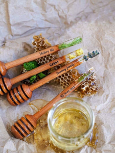 Accaia 10ml Acacia Wood Honey Dipper Spoon with Acrylic Handle Best Sale Tabletop Spoon <b>for</b> <b>Presents</b> - Product Image 4