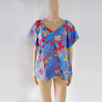 Summer Elegant Backless Flower Print Cinched Sweetheart Blouse Women