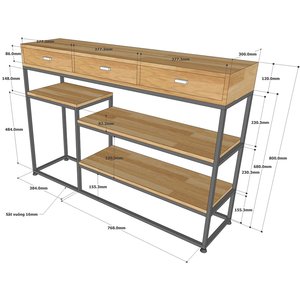 Contemporary Industrial Luxury Accent <b>Console</b> <b>Table</b> with Wooden Top and Iron Frame-CST039 - Product Image 5