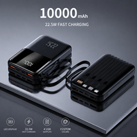 Produit Tendance 2026 – Batterie Externe Fine de Haute Qualité avec Quatre Ports USB Intégrés, 10000 mAh, Charge Rapide 22,5 W, Écran LED, Couleurs Personnalisables