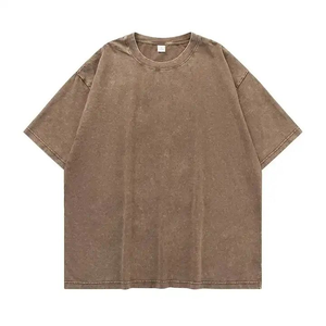 Venta de 240g de algodón puro antiguo de manga corta lavada nostálgica Camiseta de manga corta amantes 100% algodón hombres lavado ácido camisetas - Product Image 6