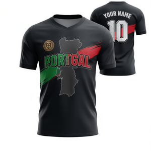 Maglietta Unisex per Tifosi di Calcio Portogallo WC 2026, T-Shirt Promozionale Rossa e Verde con Grafica per il Giorno della Partita - Product Image 2