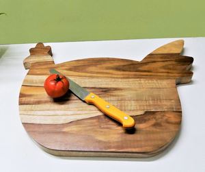 Tabla de cortar frutas y verduras en forma de gallina, utensilios de cocina para hogar, restaurante, Hotel, Color marrón, hechos en la India, venta al por mayor - Product Image 2