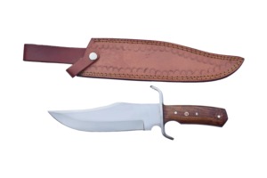 Mango de hueso de camello tamaño personalizado hecho a mano Damasco cuchillo de caza hoja fija cuchillo de caza al aire libre con Funda de cuero - Product Image 2