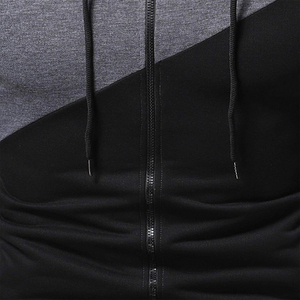 Sweat à capuche zippé avec cordon de serrage bicolore pour hommes logo personnalisé pour hommes sweat-shirt veste manteau pull couleur unie personnaliser vente en gros fermeture éclair - Product Image 3