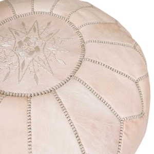 Pouf ottoman marocain en cuir véritable fait main, style bohème antique, pour salon, chambre, décoration, cadeau de pendaison de crémaillère - Product Image 4