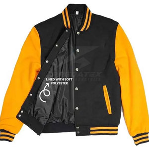 Veste pour homme de qualité supérieure avec logo personnalisé, manches longues, col montant, style Letterman, polyester/coton, séchage rapide - Product Image 5