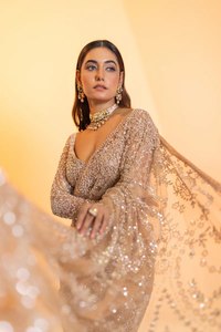 Magnifique sari en georgette avec travail de séquence et bordure en dentelle de séquence, sari de mariage, sari de soirée de créateur - Product Image 2